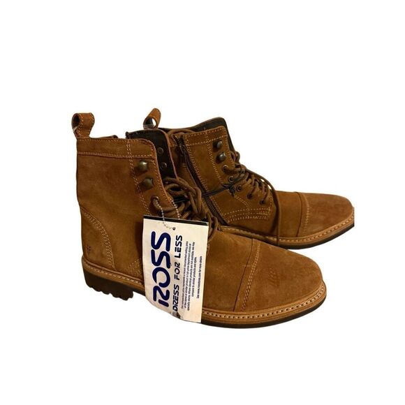 Brand New The Frye Company Russel Lace Up Handcrafted Leather Boots Tan 8.5 main image 7